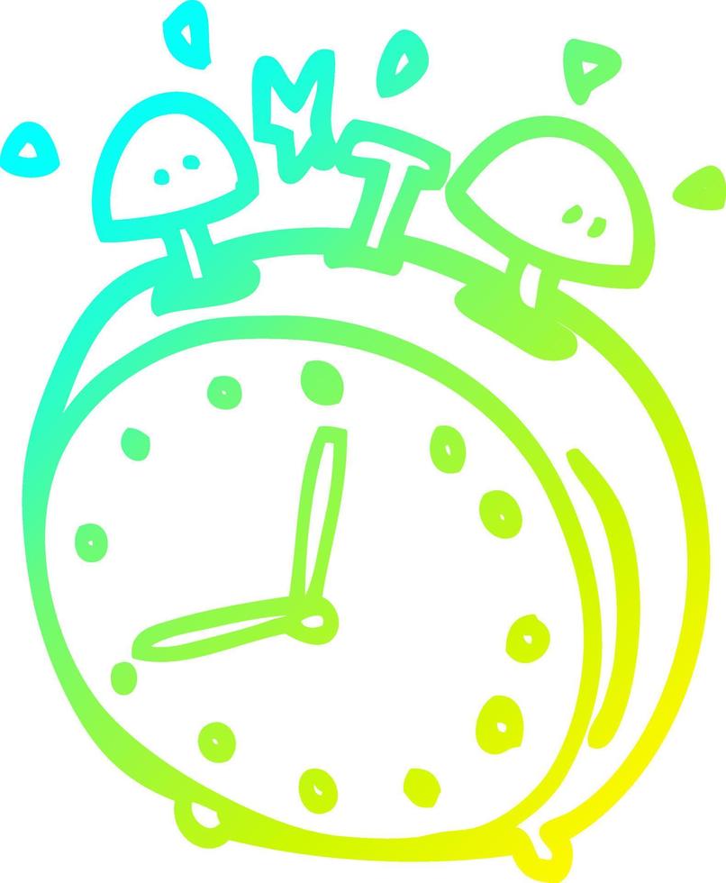 cold gradient line drawing cartoon alarm clock vector