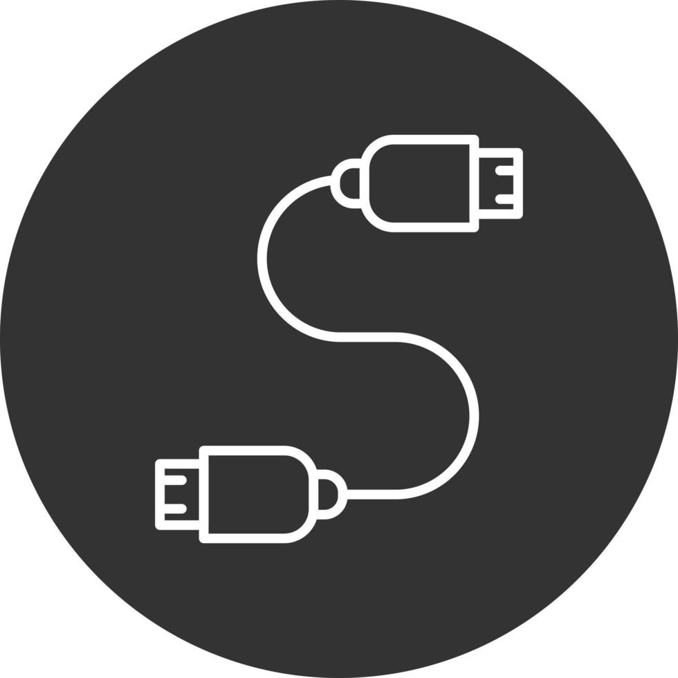 Usb Cable Line Inverted Icon vector