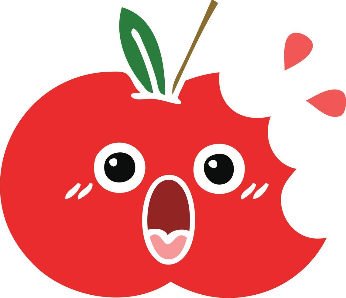 flat color retro cartoon red apple vector