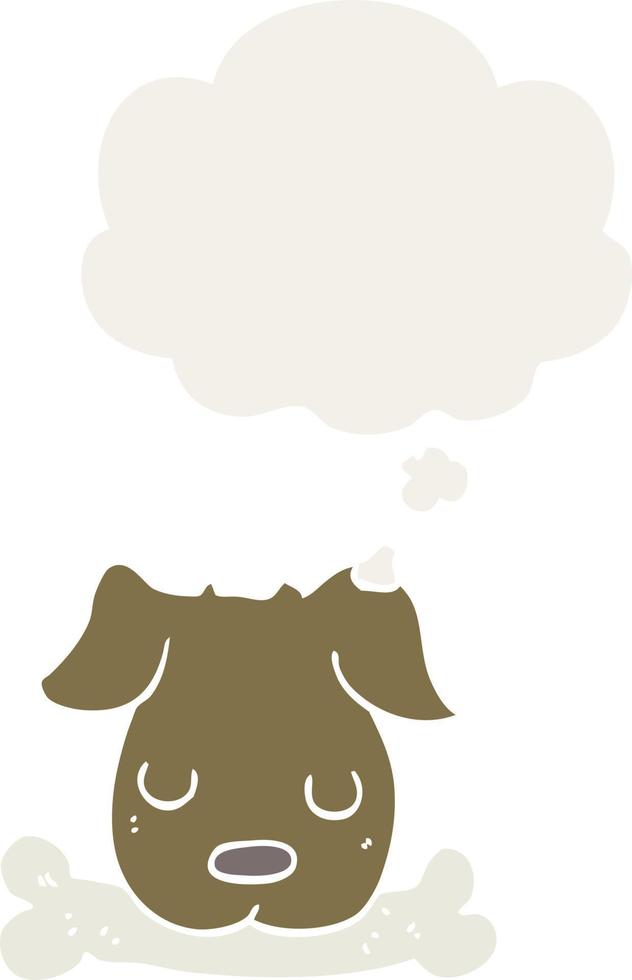 cartoon dog with bone and thought bubble in retro style vector