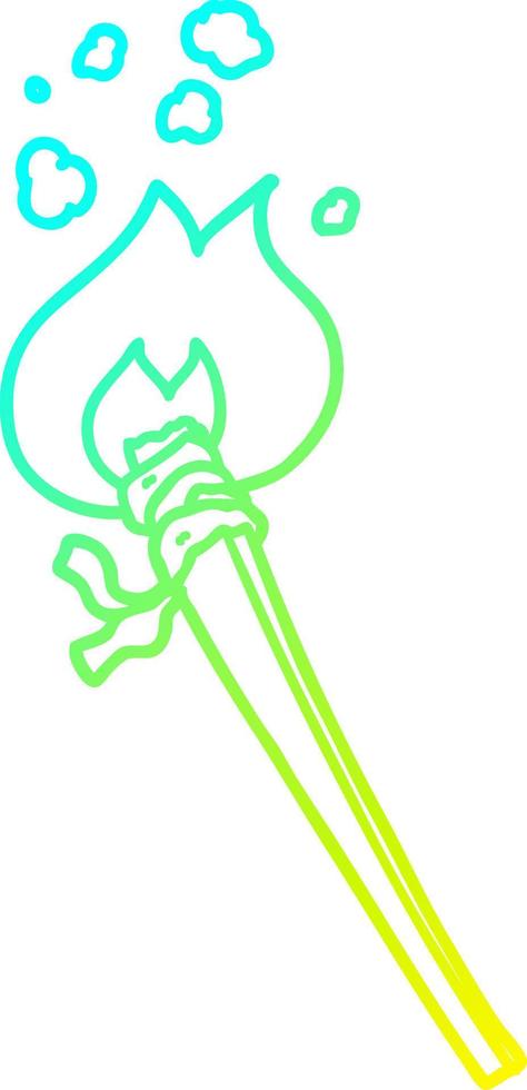 cold gradient line drawing cartoon burning torch vector