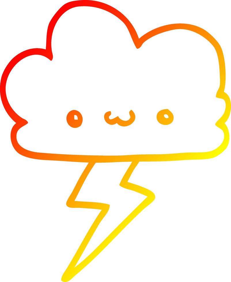 warm gradient line drawing cartoon storm cloud vector