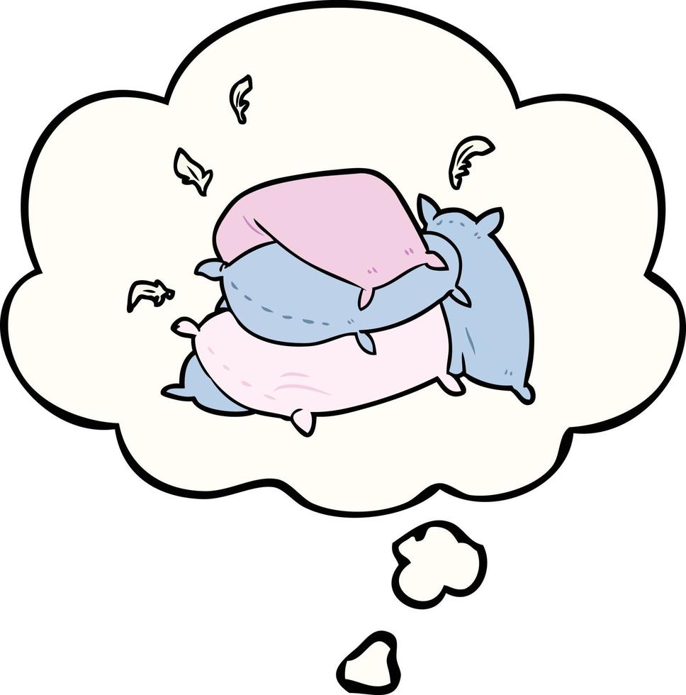 cartoon pillows and thought bubble vector