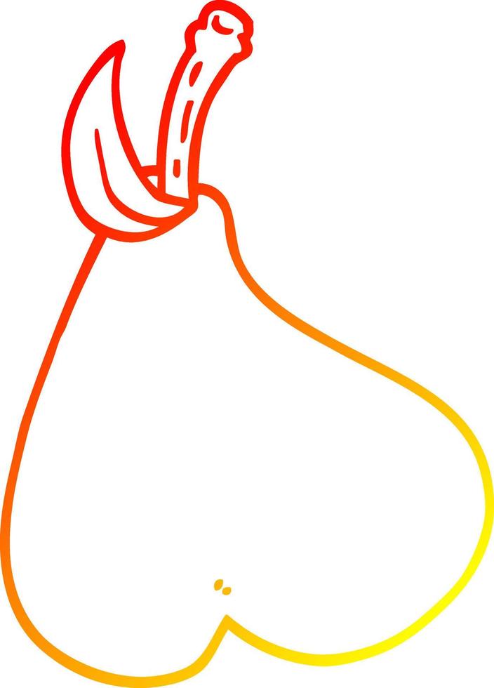 warm gradient line drawing cartoon pear vector