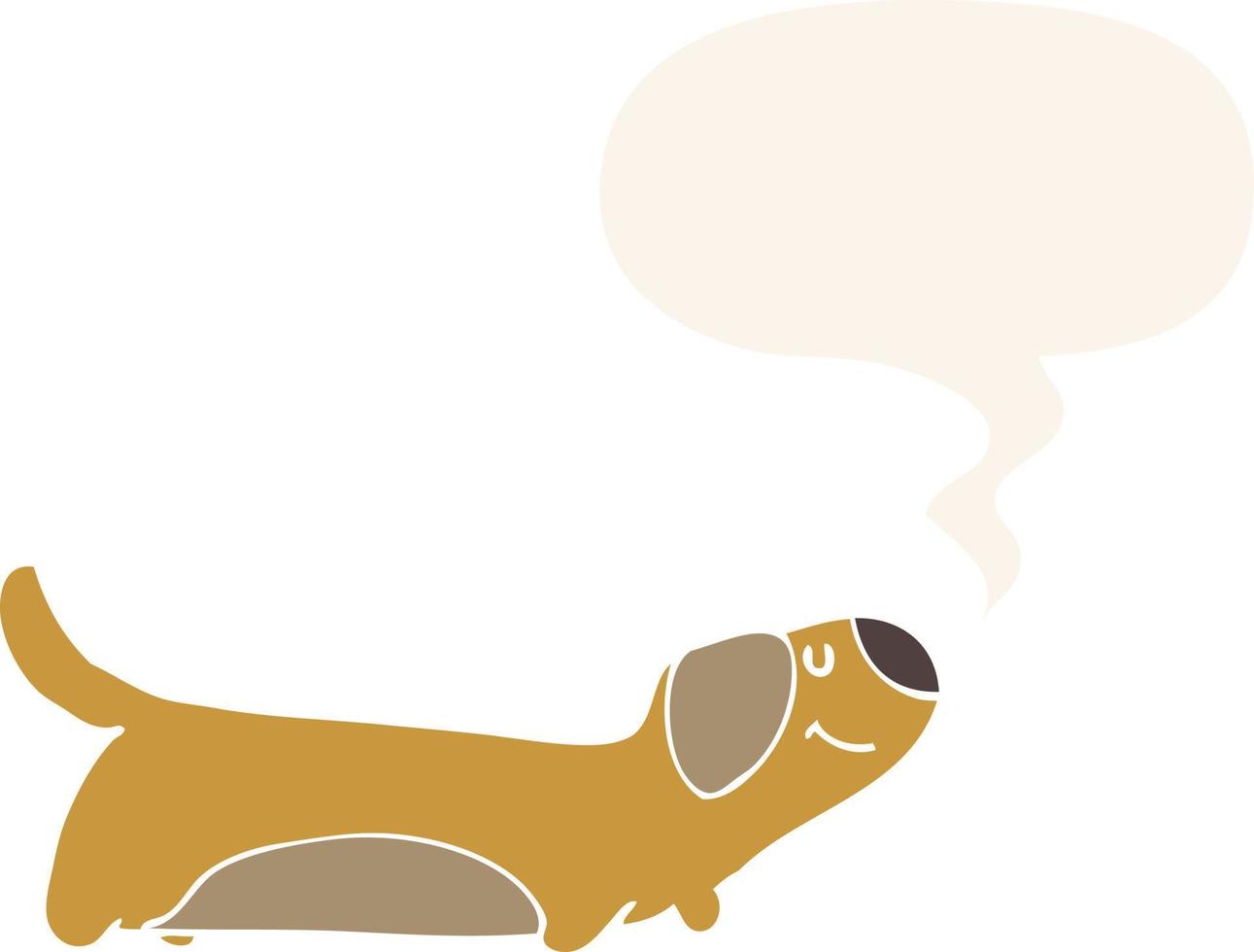 cartoon dog and speech bubble in retro style vector