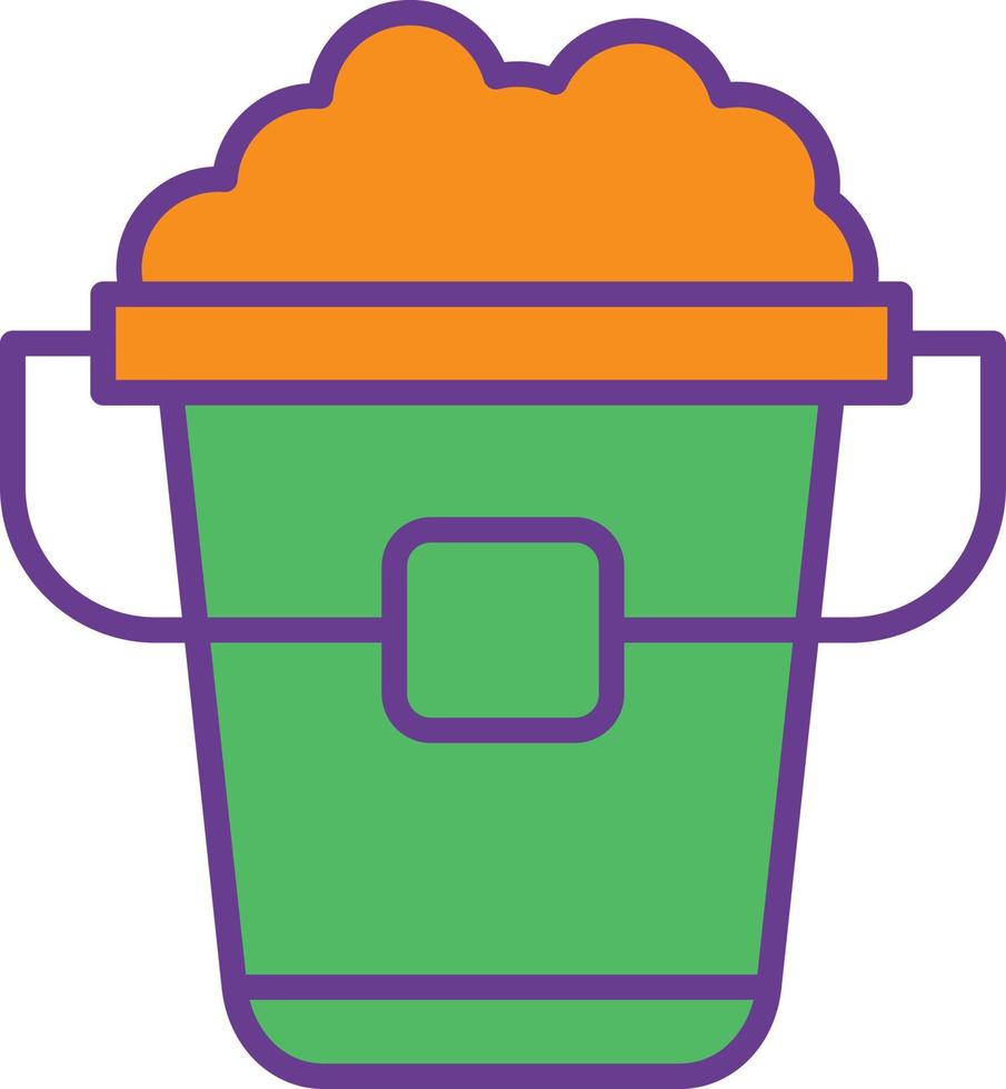 Sand Bucket Line Filled Two Color vector