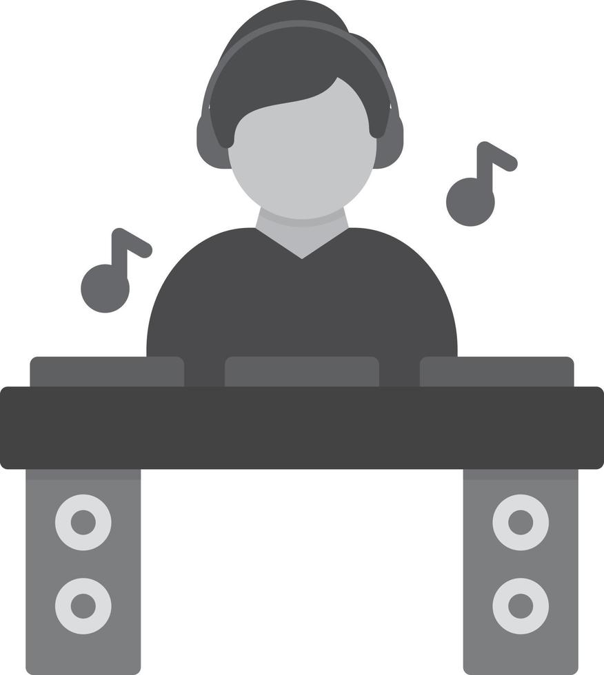 DJ Flat Greyscale vector