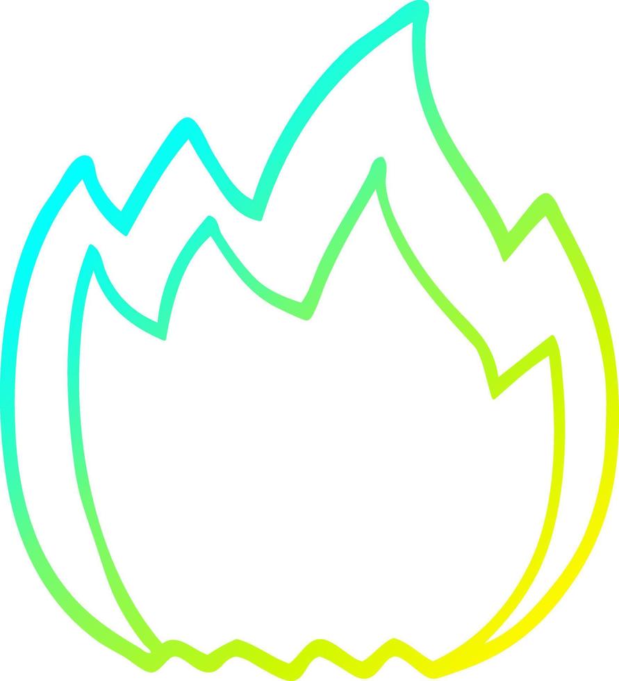 cold gradient line drawing cartoon open flame vector