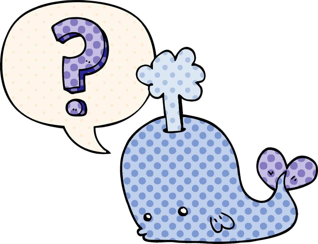 cartoon curious whale and speech bubble in comic book style vector