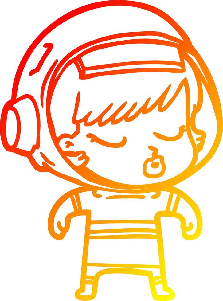 warm gradient line drawing cartoon pretty astronaut girl vector