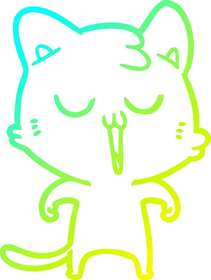 cold gradient line drawing cartoon cat singing vector