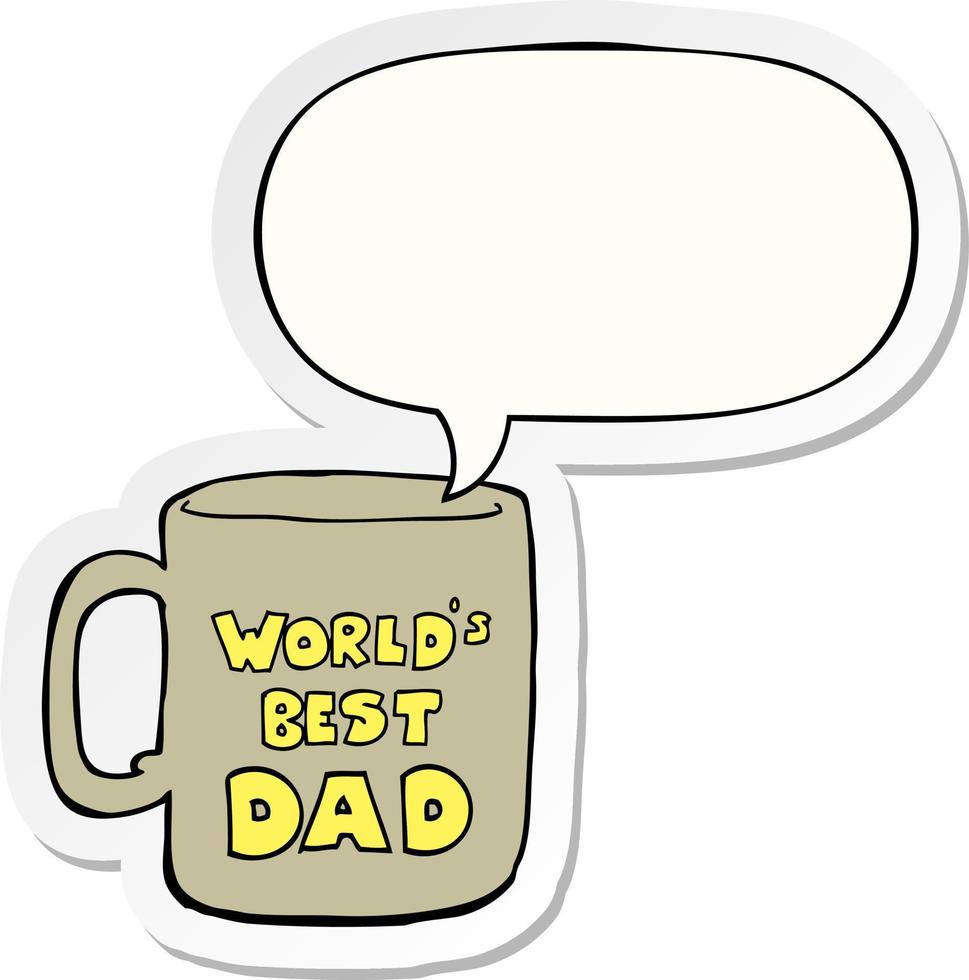 worlds best dad mug and speech bubble sticker vector