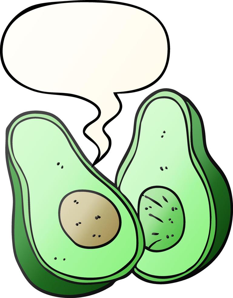 cartoon avocado and speech bubble in smooth gradient style vector