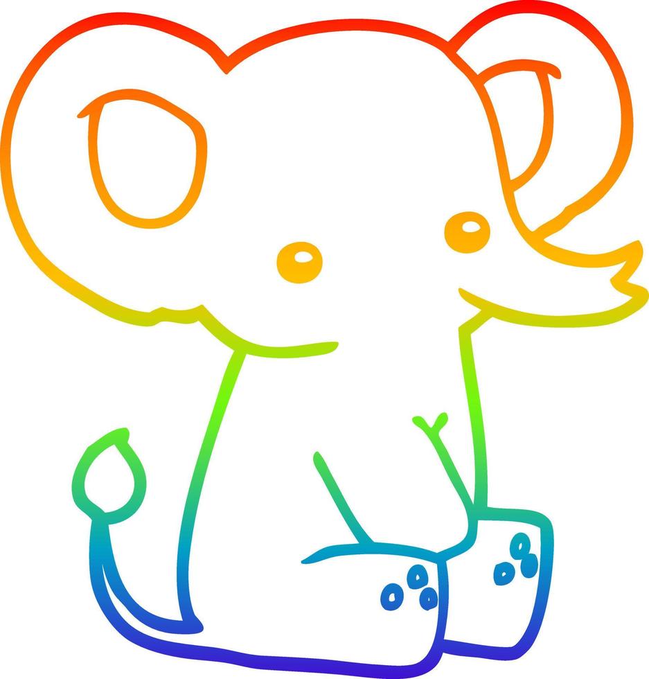 rainbow gradient line drawing cartoon elephant vector