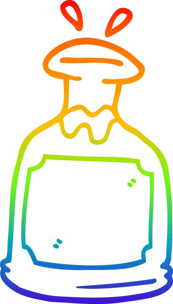 rainbow gradient line drawing cartoon glass decanter vector