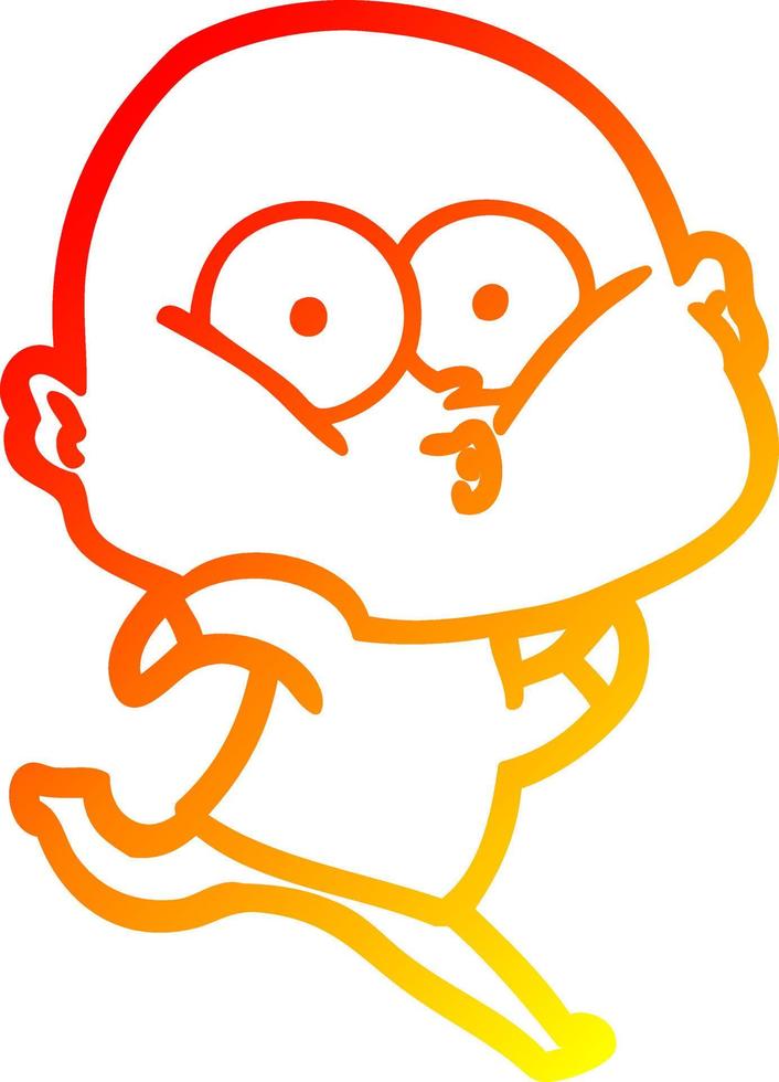 warm gradient line drawing cartoon bald man staring vector