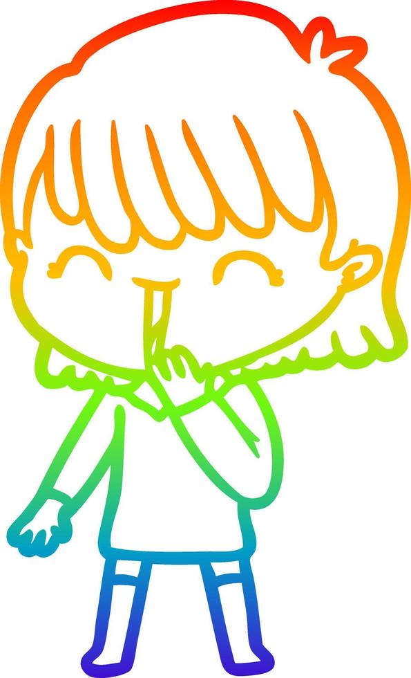 rainbow gradient line drawing cartoon woman vector