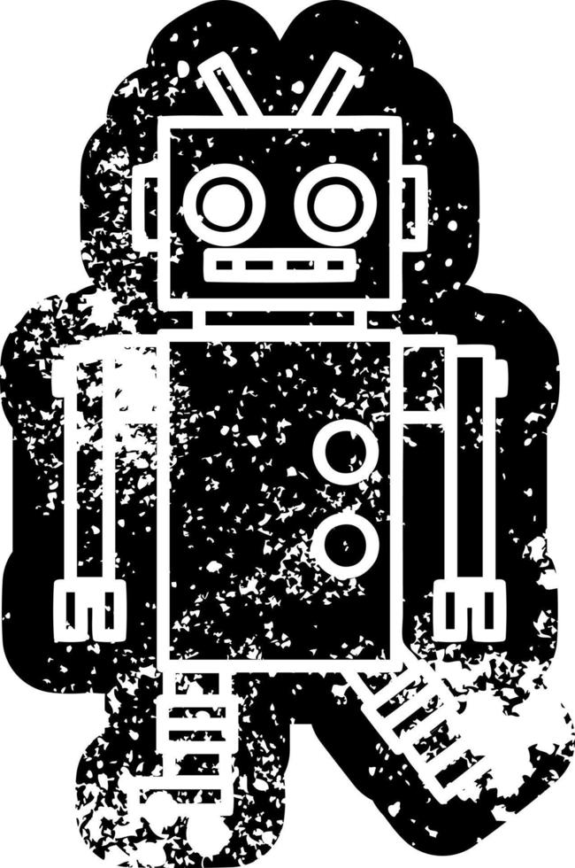 dancing robot distressed icon vector