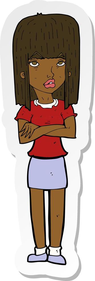 sticker of a cartoon woman standing vector