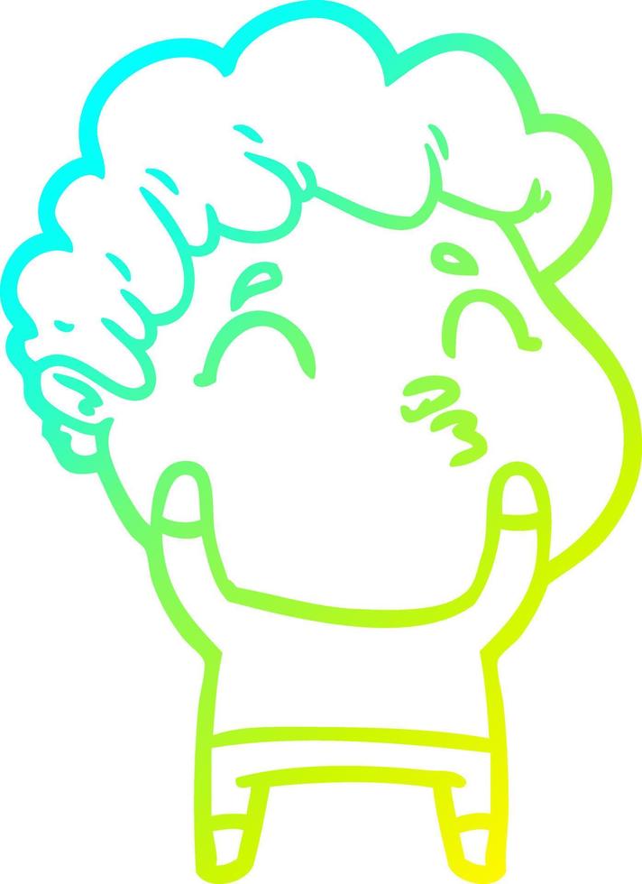 cold gradient line drawing cartoon man pouting vector