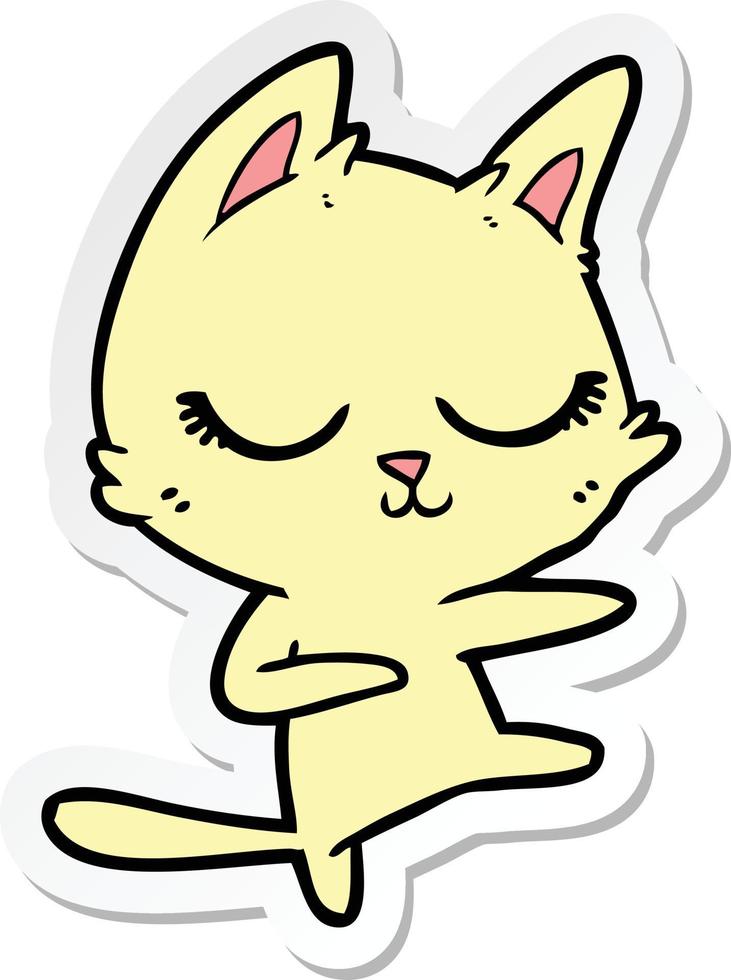 sticker of a calm cartoon cat vector