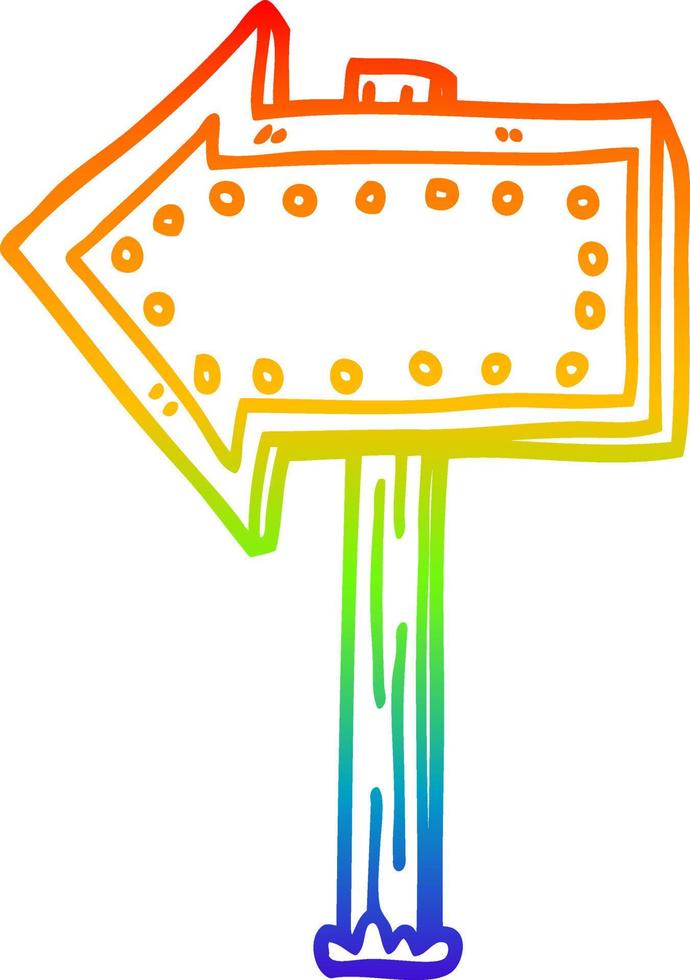 rainbow gradient line drawing cartoon light up arrow vector