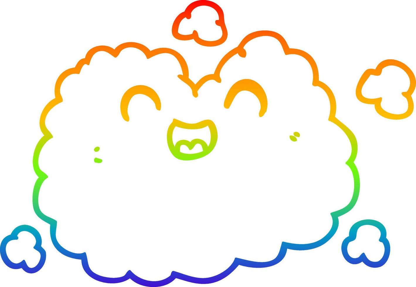 rainbow gradient line drawing cartoon happy smoke cloud vector