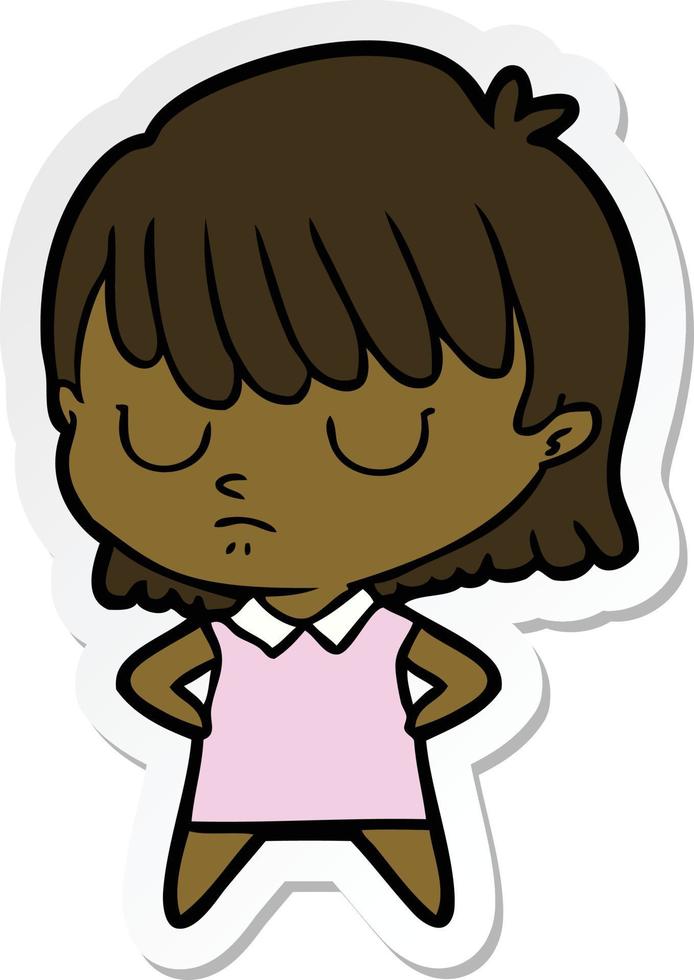 sticker of a cartoon woman vector
