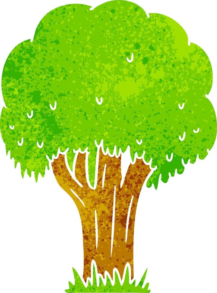 garabato de dibujos animados retro de un árbol de verano vector