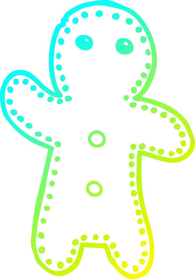 cold gradient line drawing cartoon gingerbread man vector
