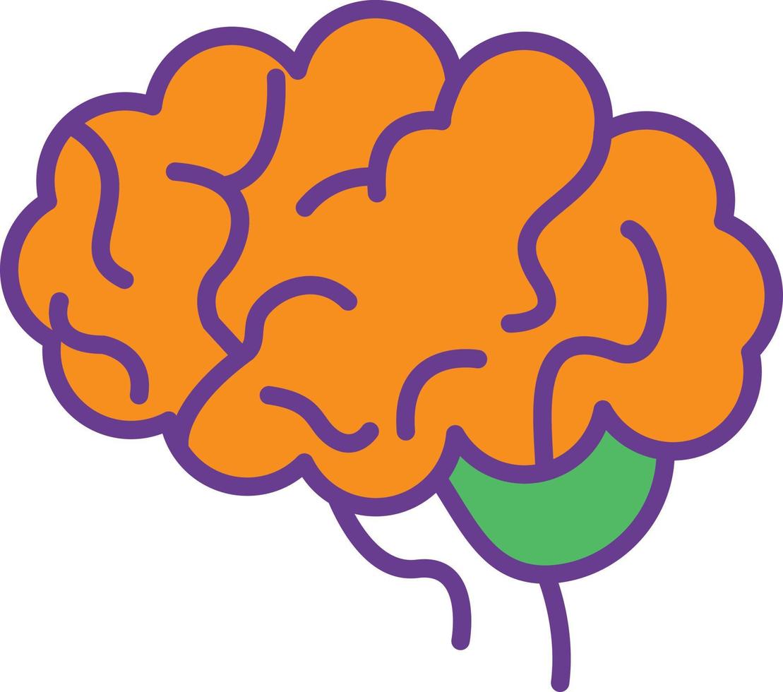 Brain Line Filled Two Color vector