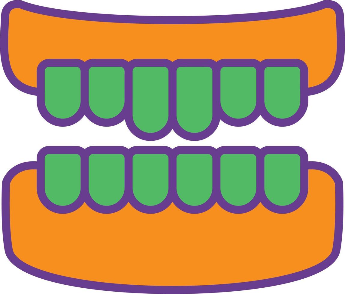 Denture Line Filled Two Color vector