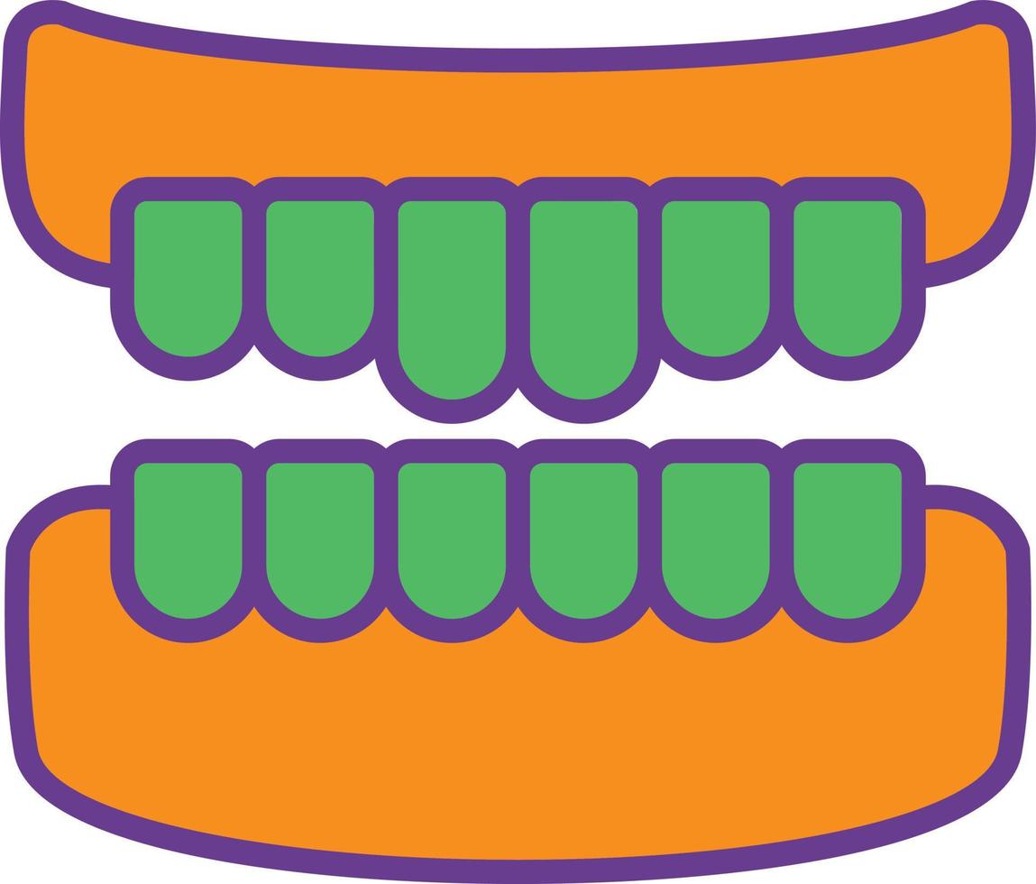 línea de dentadura llena de dos colores vector