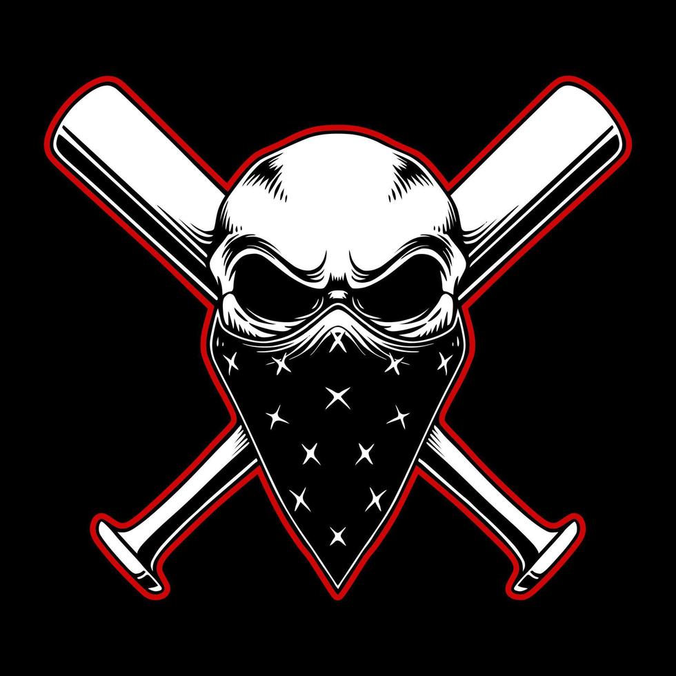 Vector skull black and white design