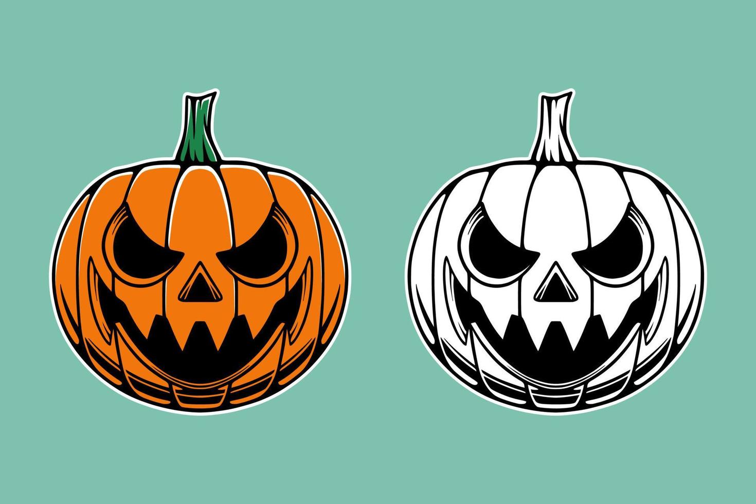 conjunto de vectores de diseño lindo de calabaza de halloween