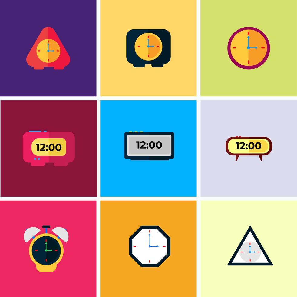 ilustración de conjunto de diseño plano de reloj vector