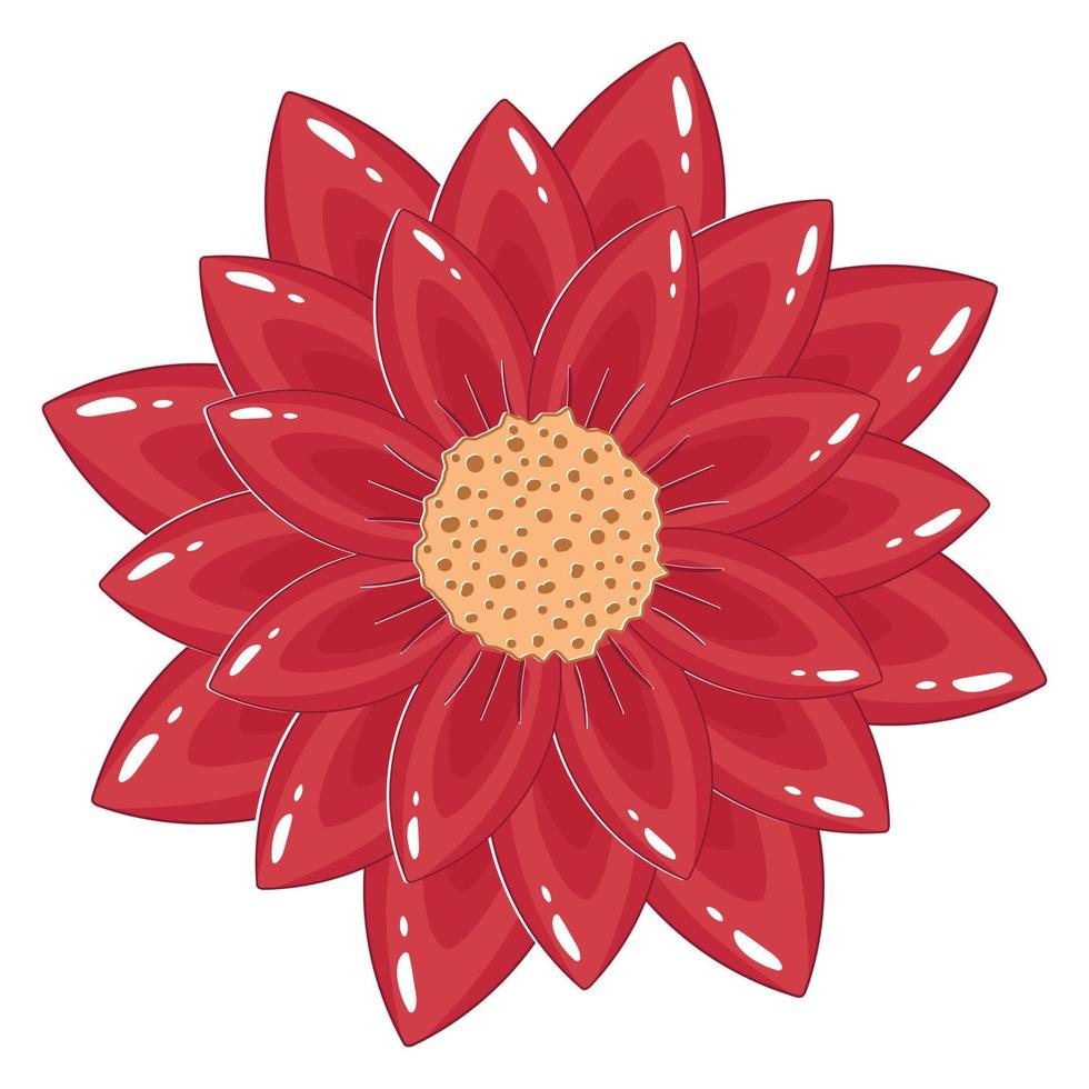 Simple blooming red flower in flat style isolated on white background vector