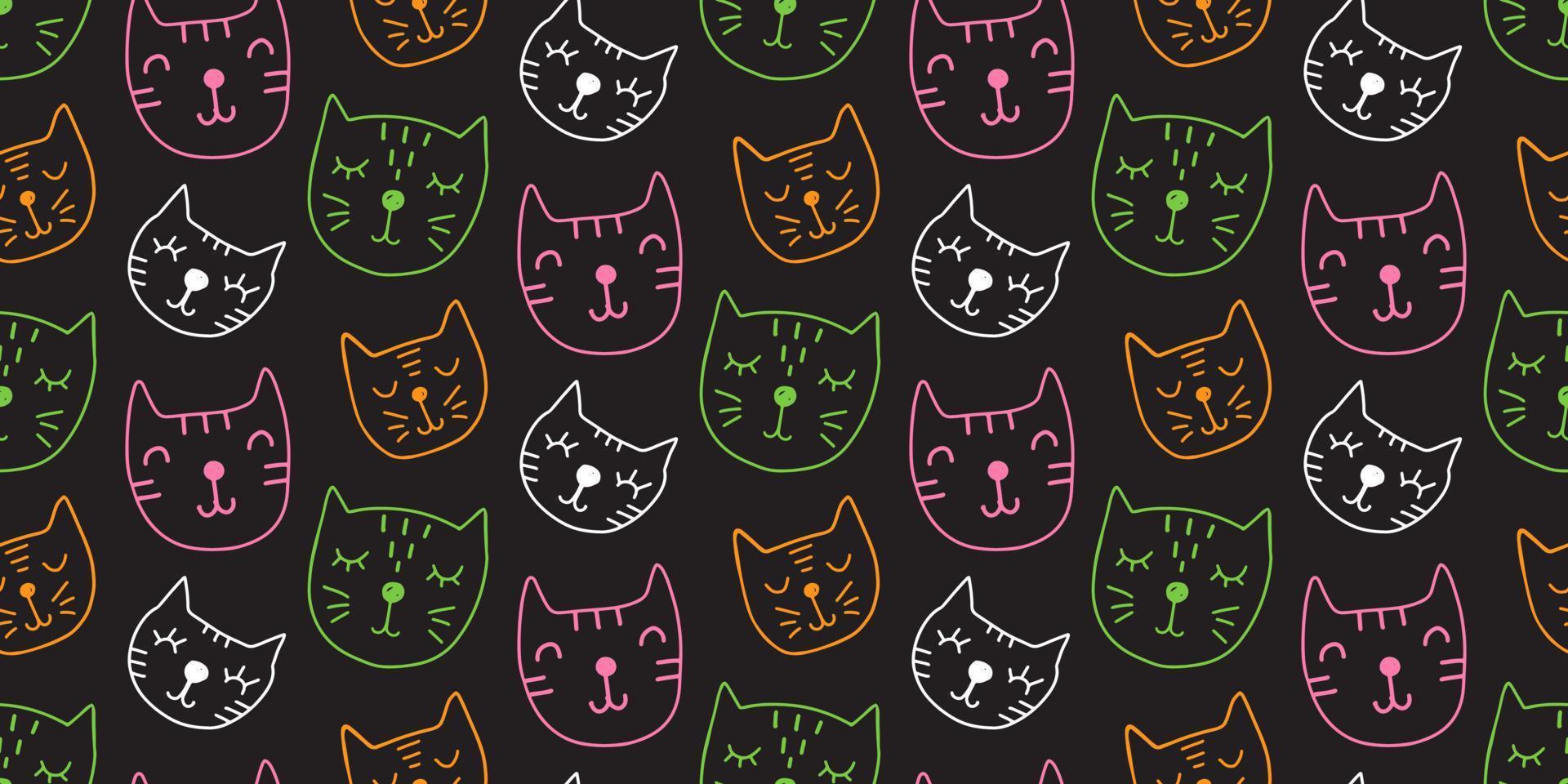 Vector Cute Cats Seamless Pattern