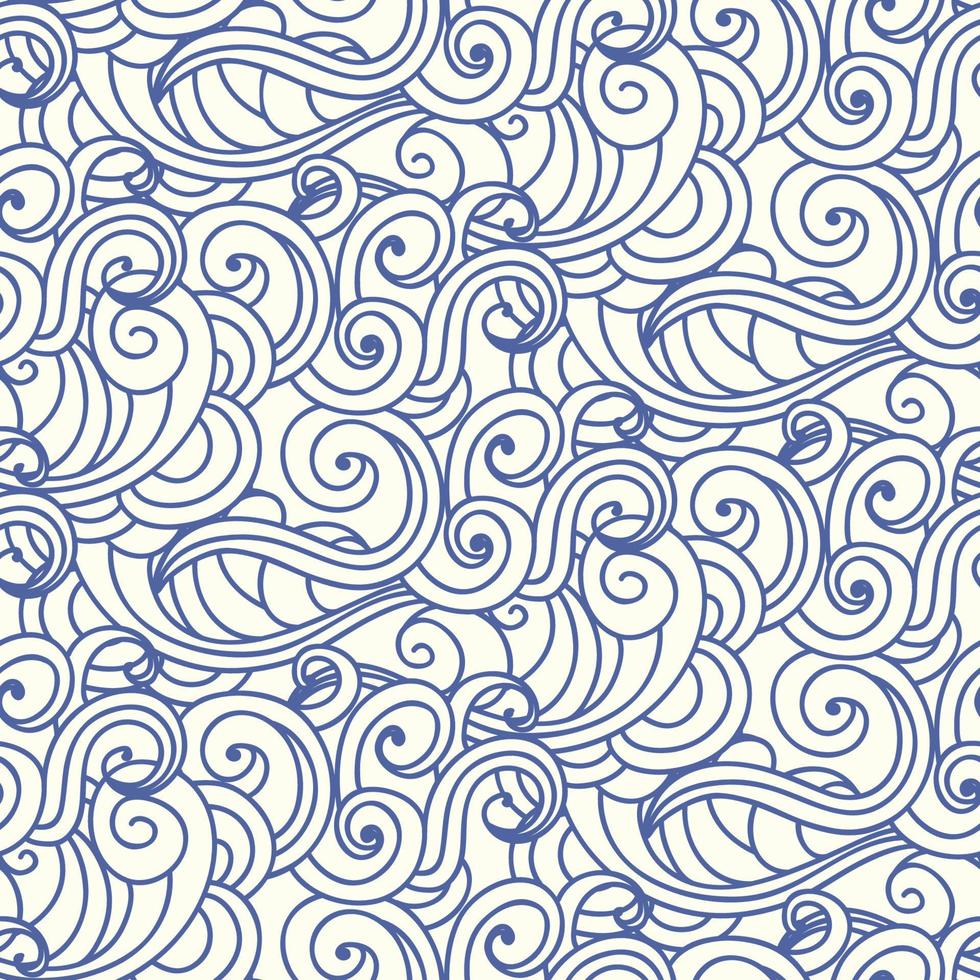 Japanese, Chinese ocean waves, clouds seamless pattern vector