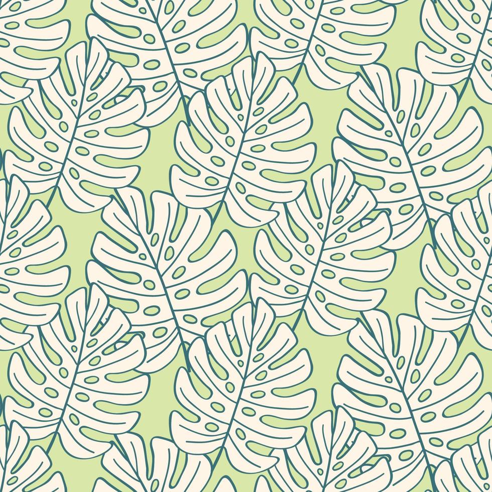 Tropical Leaves seamless pattern, modern hand drawn nature foliage vector