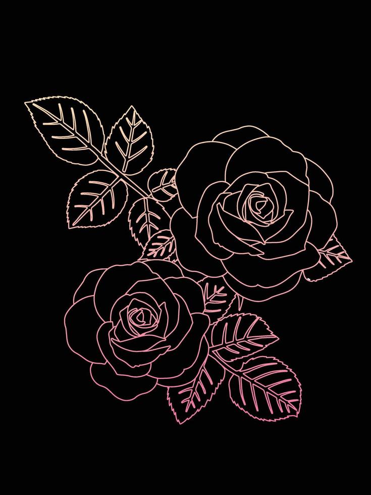 rosas dibujadas a mano y decoradas en una tarjeta de felicitación para invitaciones de boda, cumpleaños, día de san valentín, día de la madre. vector