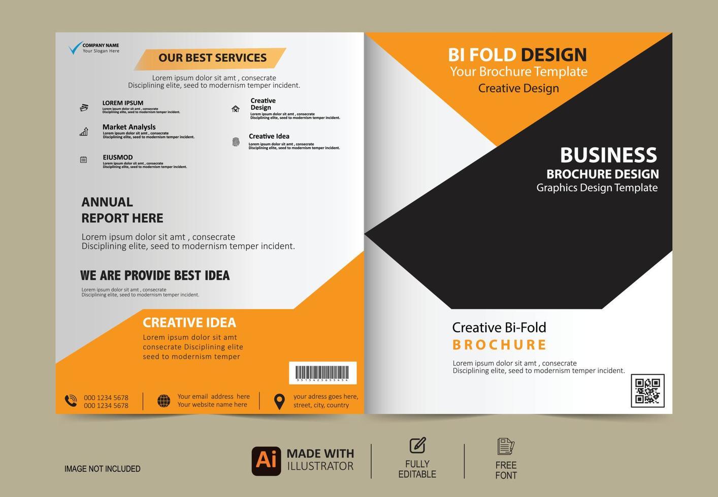 Bi Fold Business Brochure Design With Vector
