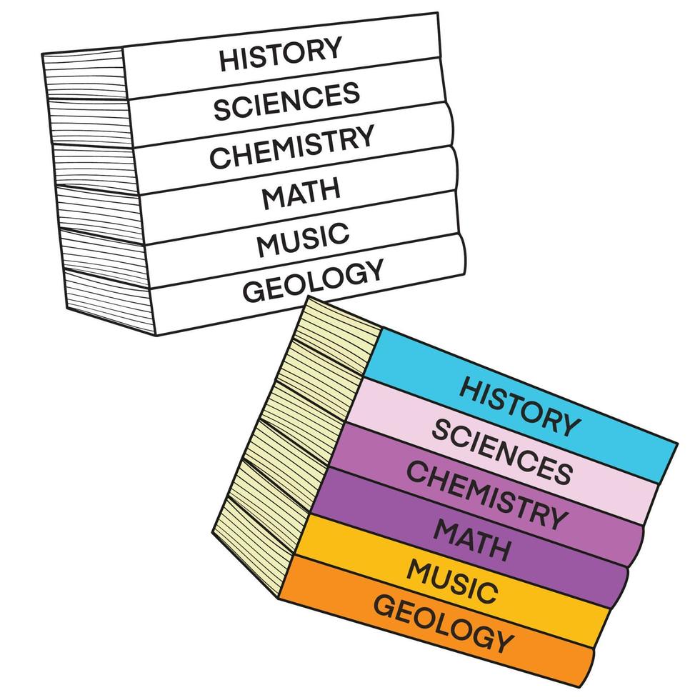 Back to school Element,Outline and Colored Books,Education and knowledge. vector