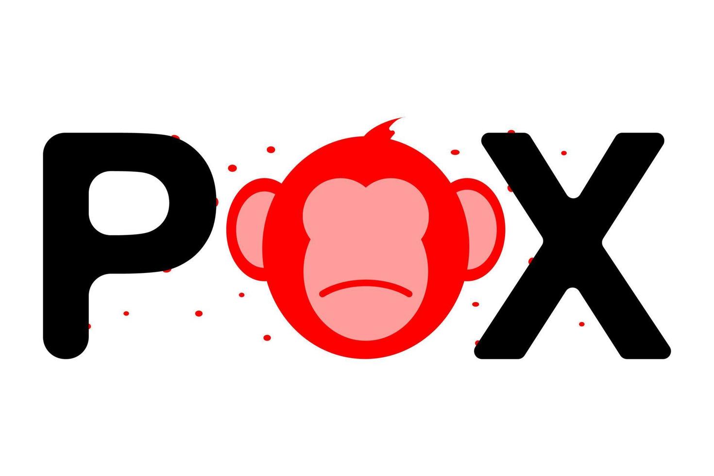 pox text with monkey head icon and spreading effect vector