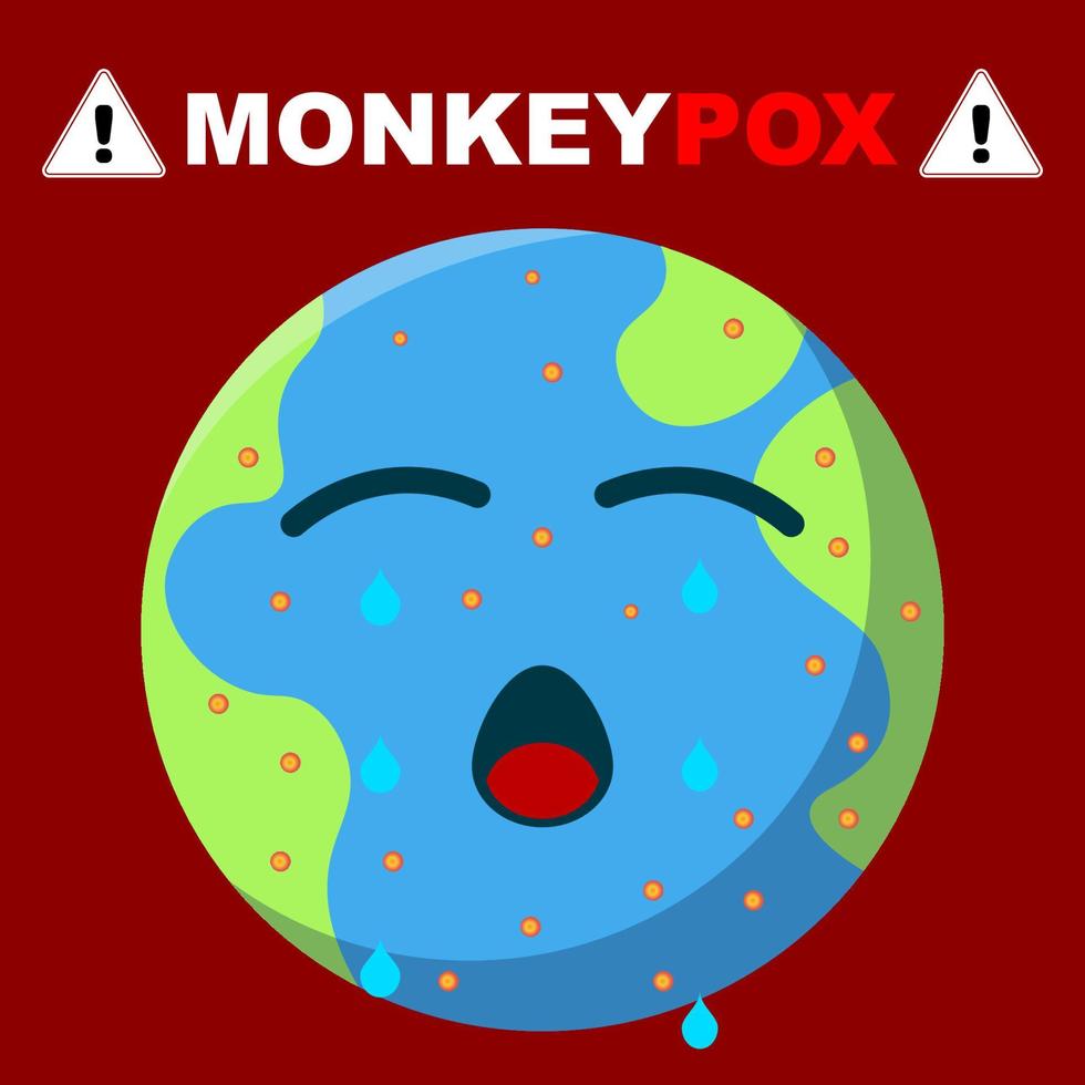 illustration of cute earth character suffering from monkeypox virus vector