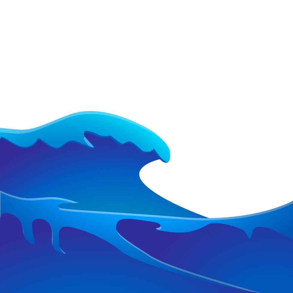 grandes olas del mar azul aisladas con fondo blanco vector