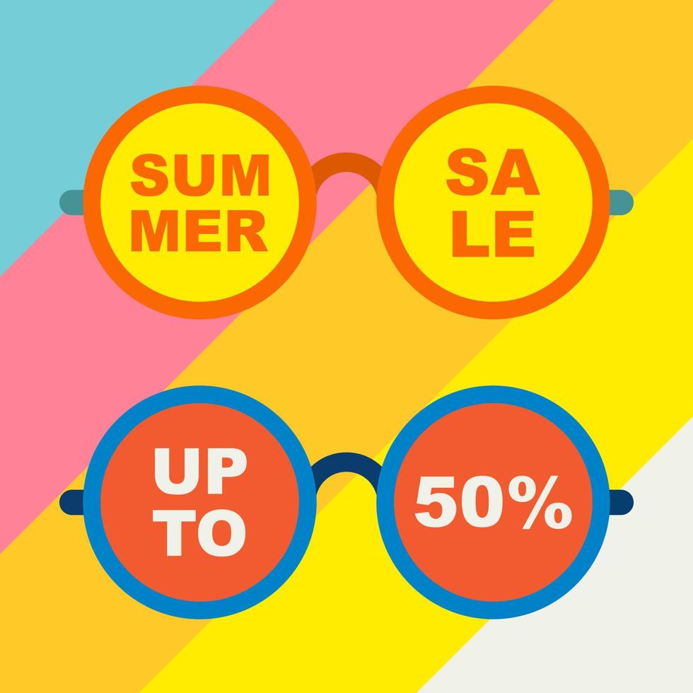 summer discount on eyeglasses products with glasses icon illustration vector