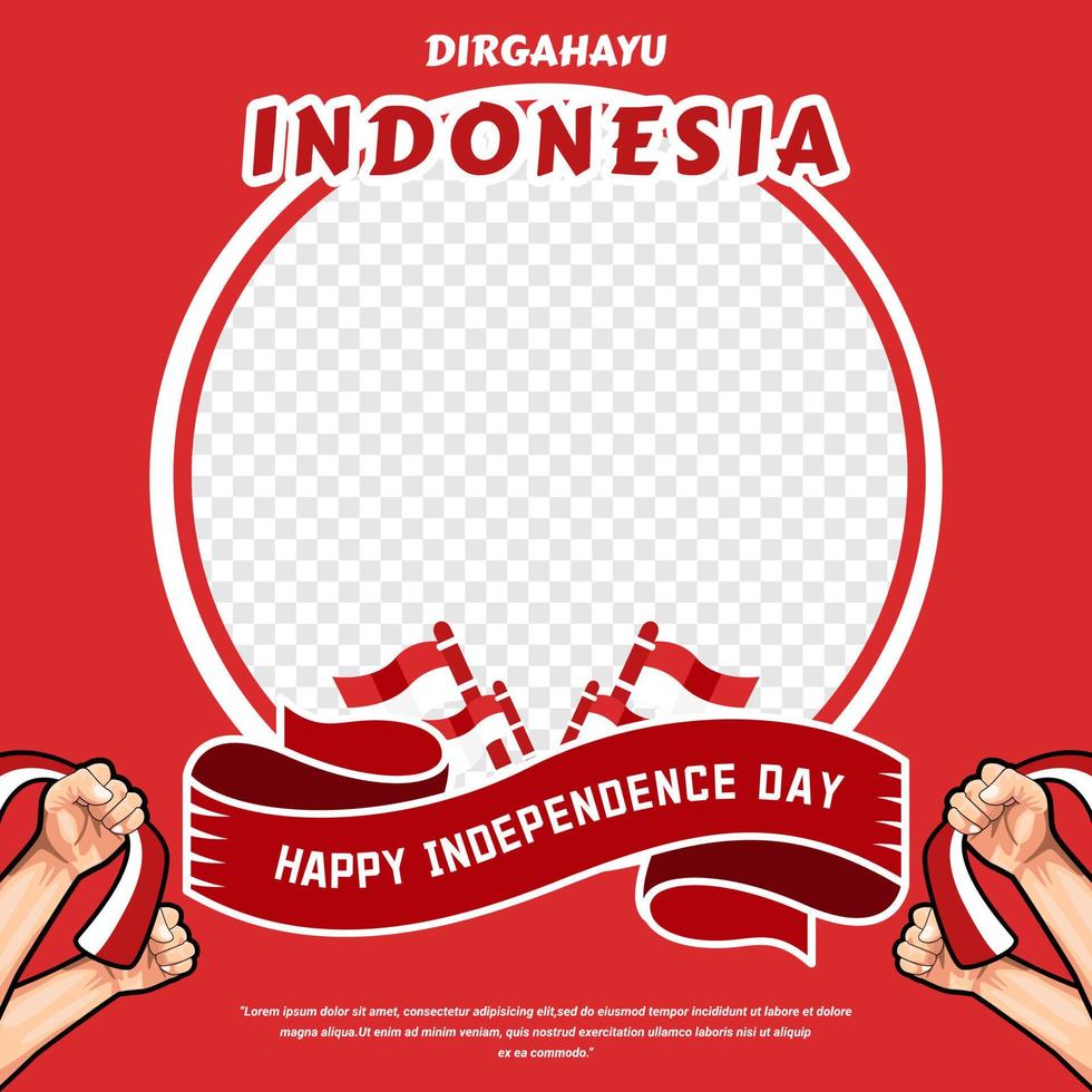 Indonesia independence day twibbon instragram post concept template design vector