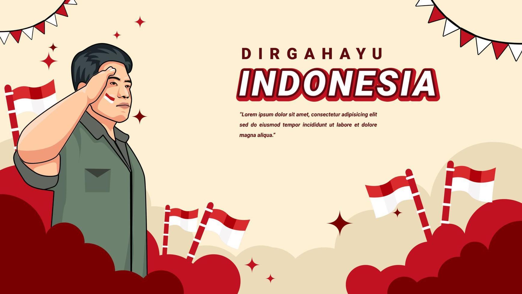 Indonesia patriotic independence day banner template design vector