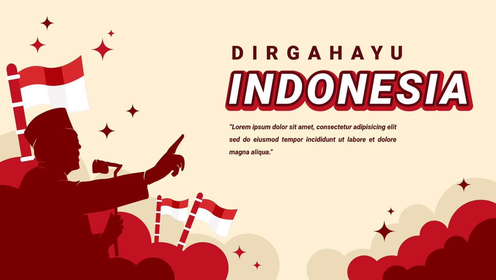 Indonesia hero patriotic man independence day banner background template design vector